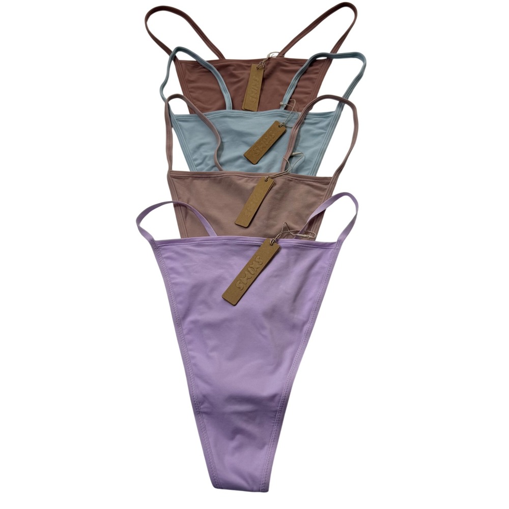 SKIMS Fits Everybody T-String Thongs‎ Lot 4 Sugar Plum Dusk Sky Rose Clay 4X